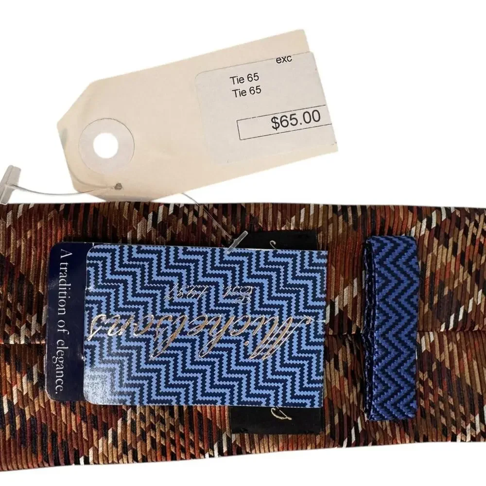 MICHELSONS Est. 1937 Brown Silk Work Attire Busness Tie